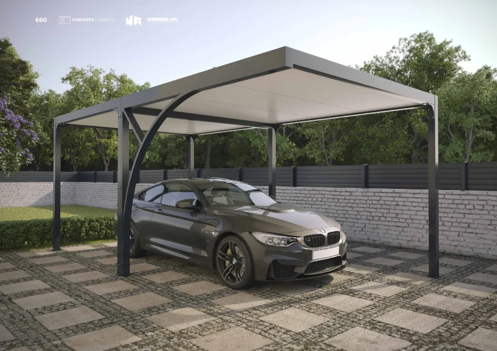 Carport de cubierta plana con espacio libre